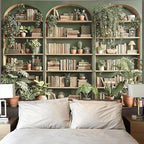 Accnicc Sage Green Plant Bookshelf Tapestry Botanical Bookshelf Tapestries Wall Hanging Vintage Potted Plants Library Backdrop Extra Large Tapestry for Bedroom Living Room Dorm 90 x 68 inch