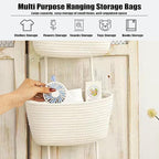 AARAINBOW Wall Hanging Cotton Baskets, Large 3 Tier Decorative Basket for Wall, Nursery, Bathroom, Boho Organizing (B-White)