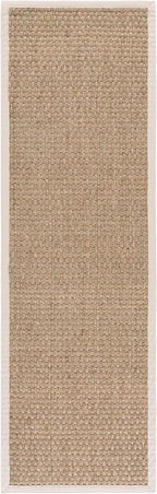 SAFAVIEH Natural Fiber Collection Runner Rug - 2'6" x 18', Natural & Ivory, Seagrass, Basketweave Pattern with Border (NF114J)