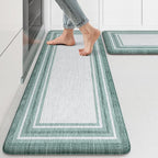 KIMODE Anti Fatigue Kitchen Mats,Farmhouse Kitchen Rugs Non Slip Rubber Backing,Waterproof Kitchen Mat for Floor,Cushioned Standing Mat for Kitchen,Laundry,Sink,Desk,Green