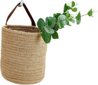 2pack Small Hanging Basket-Cotton Rope Wall Basket with Handle, Hanging Storage Baskets, Shelf Baskets Storage Bin Closet Organizer - 6.3" x 7", Woven Plant Basket (Jute)
