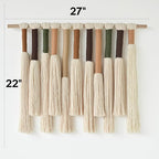 Macrame Wall Hanging Boho Home Decor Handmade Cotton Fiber Art with Neutral Ivory Tassels Modern Bohemian Wall Decor for Living Room Bedroom Apartment 27" W x 22" L