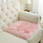 Softlife Pink Faux Fur Sheepskin Chair Cover 2 PCs Seat Cushion Pad Super Soft Area Rugs for Living Bedroom Sofa Dorm (1.6ft x 1.6ft)