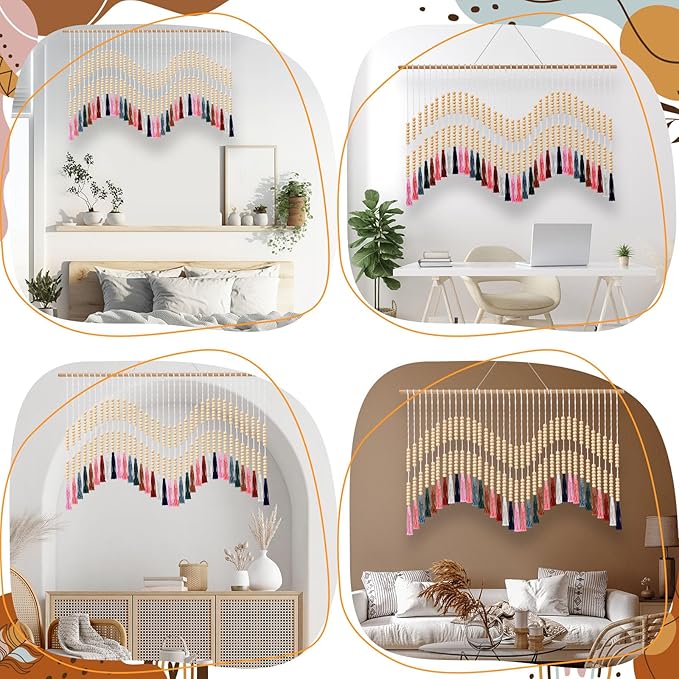 Tiamon Boho Wall Decor - 59'' W x 42'' L Macrame Wall Hanging Large Tapestry Art for Bathroom Farmhouse Bedroom Living Room Nursery Classroom Bohemian Natural Modern Rustic Style Decoration
