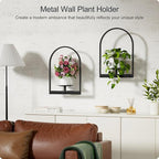 Black Metal Wall Plant Holder - 3-Pack Wall Mounted Plant Stands and Hanging Holders for Indoor Planter and Flower Pot - Arch Decor Shelf for Plant Storage (Pot Not Included)