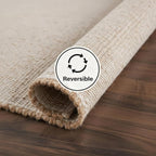 Jute & Cotton Rug 6x9 Natural Fiber Rug Braided Rugs for Bedroom- Farmhouse Woven Carpet - Mid-Century Modern Floor Covering for Bedroom Living Room, 6' x 9'
