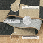 Lessymo Checkered Easy Jute Entryway Rug, 3x5 Washable Area Rugs for Living Room Outdoor Patio, Non Slip Farmhouse Carpet Indoor Door Mat for Entry Front Door Guestroom Deck, Diamond Black/Beige