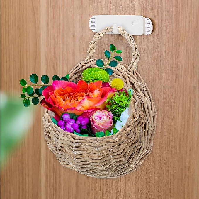 DOITOOL Rattan Basket Hanging 2pcs Rattan Hanging Planters - Round Plant Baskets Bonsai Flowerpot - Woven Flower Pots Flower Holders Containers for Garden Balcony （Dark Khaki）