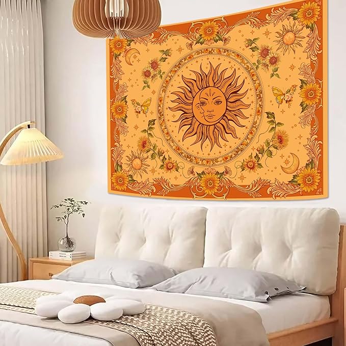 Spenlife Boho Sun and Sunflower Tapestry Bohemian Tapestry for Bedroom Vibrant Tapestries Wall Hanging Bedroom Living Room Wall Art and Home Decor 60x80