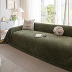 ROOMLIFE Green Sofa Cover, Vintage Boho Couch Cover for 3 Cushion Sofa, Non Slip Soft Chenille Sofa Slipcovers for Dog, Washable Furniture Sofa Protector Cover with Tassel for Living Room, 71''X118”