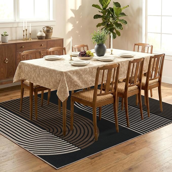 GarveeHome Modern Rainbow 8x10 Easy Jute Area Rug for Living Room -Farmhouse Indoor/Outdoor Carpet, Non-Slip & Non Shedding for Bedroom, Dining Room, Office, Backyard Patio