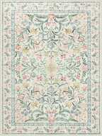 Lahome Sylvie Boho Washable Girls Bedroom 9x12 Rugs, Beige Cream Floral Large Area Rugs for Bedroom, Soft Non-Slip Thin Carpet for Nursery Kids Playroom Dining Room Home, Beige