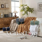Boho Knitted Chenille Blanket with Tassels - Lightweight & Soft All-Season Throw - 3D Classic Pattern for Living Room Bedroom Couch, Royal Blue, Throw 50"x60"