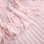 Ultra Soft Pre-Washed Quilted Boho Pink Twin Size Blankets for Bed, Ruffle Fringed Decorative Throw, Stone Washed Chic Rustic Blanket for Sofa Couch Bed, 60"*80"