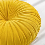 Roslynwood Shelly Round Solid Lemon Velvet Chair Cushion Couch Pumpkin Throw Pillow Home Decorative Seashell Floor Pillow, 16x16 inch