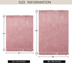 Chenille Throw Blanket for Couch 50"X 60", Soft Cozy Throws with Fringe Tassel for Bed Sofa Chair Cover, Lightweight Knitted Decorative Boho Blankets for Living Room, Mauve