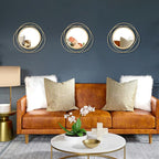 3 Set 9.5 Inch Gold Circle Mirrors Wall Decor Iron Frame Wire Mirror Metal Circular Mirror Home Decor Hanging Mirrors for Room/Bedroom/Bathroom/Entryway