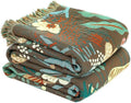 Boho Throw Blanket for Bed 100% Cotton Soft Lightweight Quilt Blanket Twin Forest Tiger Embroidery Home Decor Breathable Spring Bed Blankets,60"x80" All Season Throw for Sofa Couch Chair