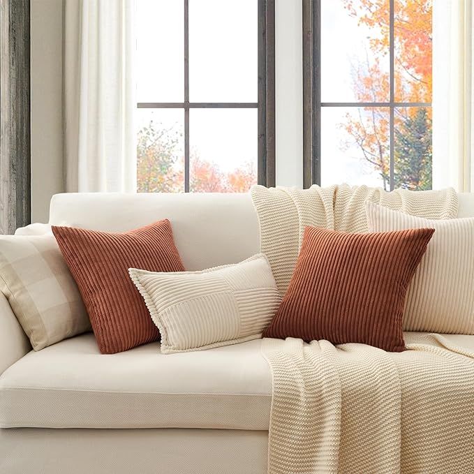 Topfinel Decorative Terracotta Throw Pillow Covers Cushion Cases, Set of 4 Soft Velvet Modern Double-Sided Designs, Rustic Fall Home Decor, Pillow Inserts Not Included 24x24 inch