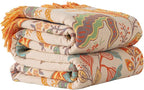 Boho Throw Blanket for Bed-100% Cotton Soft Breathable Farmhouse Decor Boho Quilt for Sofa (Boho Flowers, 60"x80")