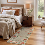 Lahome Floral Entryway Rug, 2x4 Washable Fall Kitchen Rug Ultra-Thin, Soft Non-Slip Door Mat Indoor Entrance Stain Resistant Boho Small Throw Carpet for Bathroom Bedroom Flore, Brown