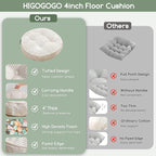 HIGOGOGO Floor Pillow Cushion for Adults, Meditation Cushion Pillow, Large Round Floor Sitting, Tufted Corduroy Cover, for Tatami Living Room or Yoga, 22x22 Inch, 2Pack, Beige