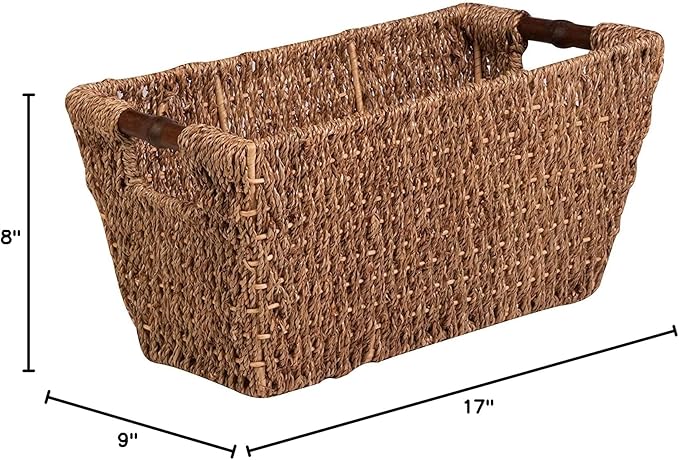 Honey-Can-Do Seagrass Basket w/Handles - Med STO-02965 Natural