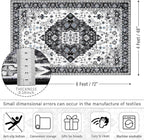 Amearea Vintage Design Area Rugs for Living Room, 4x6 Machine Washable Floral Collection Traditional Bedroom Rug, Low Pile Cute Kids Room Print Carpet, No Slip Office Kitchen Home Decor, Black