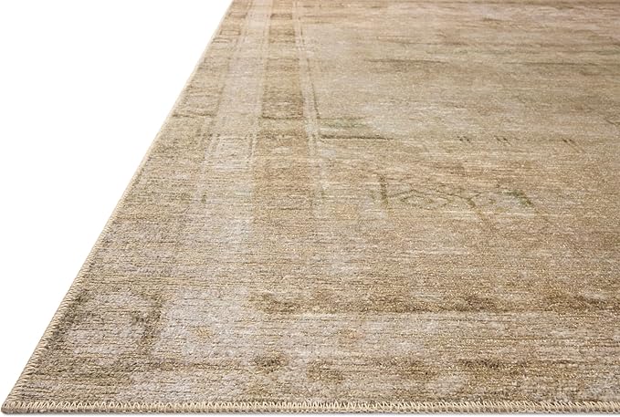Loloi Amber Lewis Cambria Collection CBR-04 Natural/Jade 10'-0" x 14'-0" Area Rug Jute, Neutral, Vintage Style, Antique Tone, Living, Bedroom, Dining, Carpet