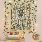 Vintage Flowers Tapestry 48”x36”, Long Vertical Wall Hanging Reference Illustrative Botanical Tapestries for Bedroom Aesthetic Floral Tapistry Botanical Plants Tapestry Wall Hanging Cute Bedroom Decor