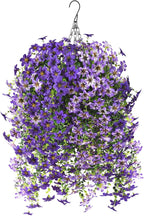INQCMY Artificial Fake Hanging Plants Flowers Basket for Spring Outdoor Outside Decoration,UV Resistant Faux Silk Flower in Planter for Home Patio Porch Balcony Garden Yard Decor(Mixed Color)