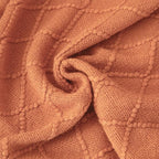 Throw Blanket for Couch Bed, Sofa Knit Blanket Farmhouse Throw for Living Room, Decorative Fall Throw Blanket for Chair, Outdoor Textured Boho Blanket（Rust 51x67In）