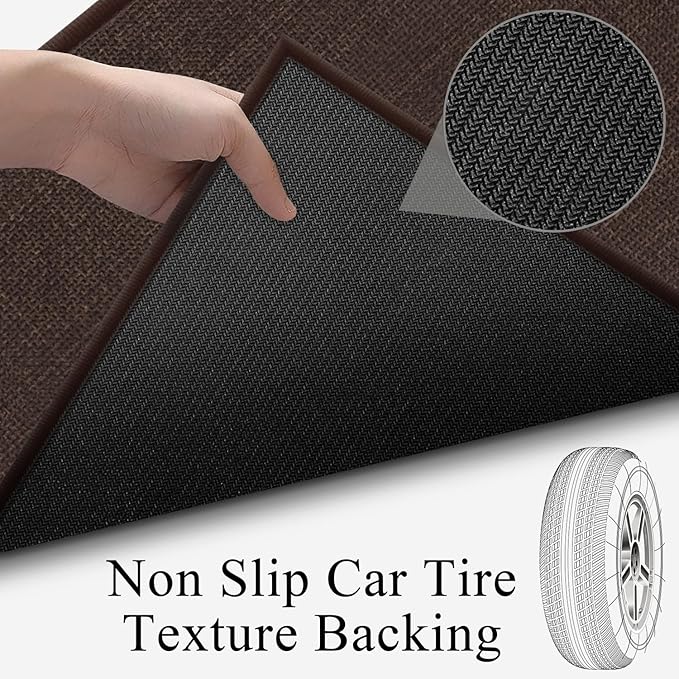 GOYLSER Kitchen Runners Non Skid Washable 6ft, Jute Long Hallway Runner Rugs Laundry Rug, Absorbent Fall Kitchen Rug Kitchen Sink Floor Mat, Deep Brown