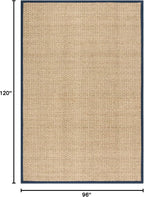 SAFAVIEH Area Rug 8x10 - Natural Fiber Collection - Large - Natural & Blue, Seagrass, Basketweave Pattern (NF114E)