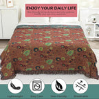Boho Fall Throw Blanket for Bed,100% Ultra Cotton Soft Breathable Bed Throw Floral Printed Farmhouse Decor Rustic Bed Throws for Couch Sofa Quilt 80" x 90"