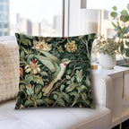 Vintage William Morris Hummingbird Pillow Cover 18x18,Rustic Green Hummingbird Bird Animal Floral Botanical Print Decorative Throw Pillow Covers for Home Bedroom Living Room