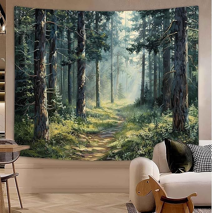 MCKTOM Forest Tapestry Home Decor Nature Landscape Tapestry Magic Tree Woodland Scenery Tapestries Wall Hanging for Bedroom Living Room Aesthetic Decoration 60 x 40 Inch
