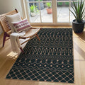 Lahome Moroccan Easy Jute Entryway Rug, 3x5 Black and White Rug for Living Room, Non-Slip Washable Small Area Rugs, Modern Geometric Indoor Outdoor Carpet for Kitchen Porch Patio