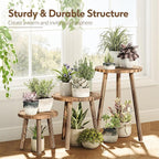 Uneedem Plant Stand Indoor - 3-Pack Taller Single Wood Plant Stand for 6-12 Inch Pots, Mid-Century Modern Plants Stool for Large Plants, Small Round Wooden Planter Table for Living Room, Balcony