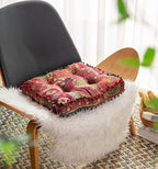 Round Cushion Sofa Cushion Soft Throw Pillow Meditation Pillow Living Room Window Balcony Decoration Pillow (15.7in, Red Square)