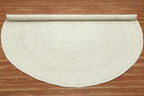 Circle Area Rug - 3 Ft' Round White Natural Jute Mat Geometric Kilim Rug Indoor Outdoor Use Flatweave Rugs for Bedroom Bedside Round Dining Table Mat Hall & Kitchen