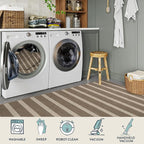 Lahome Elance Striped Easy Jute Hallway Runner Rug, 2x6 Kitchen Mats for Floor Washable Entryway Runner, Farmhouse Neutral Indoor Outdoor Carpet for Hallway 6ft Entry Laundry, Khaki