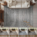 MontVoo-Vintage Area Rug 6X9 Grey Rugs for Living Room-Soft Distressed Printed Rugs for Bedroom-Non Slip Carpet-Machine Washable Rug for Dining Room Living Room Bedside Office
