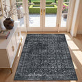 3x5 Rug for Entryway Bedroom, Black 3x5 Washable Area Rug, Vintage Retro Boho Throw Rug, Non Slip & Low Pile Small Carpet for Indoor Kitchen, Bedside, Living Room, Bathroom and Dining