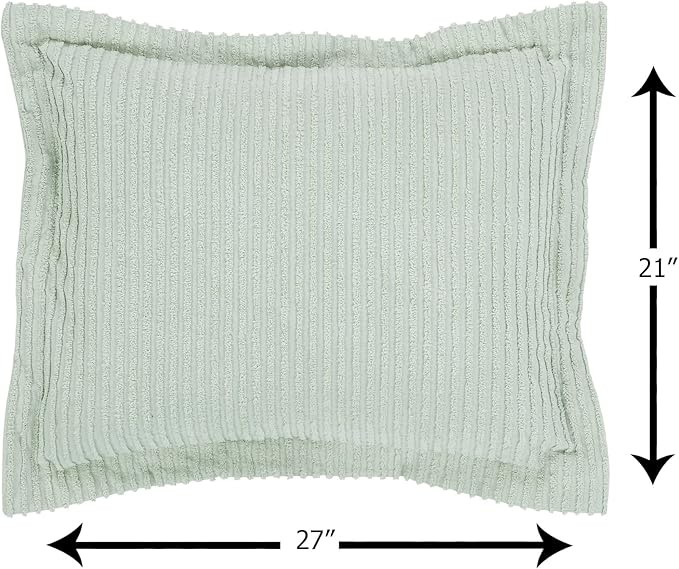 Better Trends Chenille Bedspreads Full/Double Size, Sage 100% Cotton Chenille Stripe Design Tufted Bedding Coverlet Soft Lightweight, 96"x110" with 2 Sham, 3 Pieces Set Jullian Collection