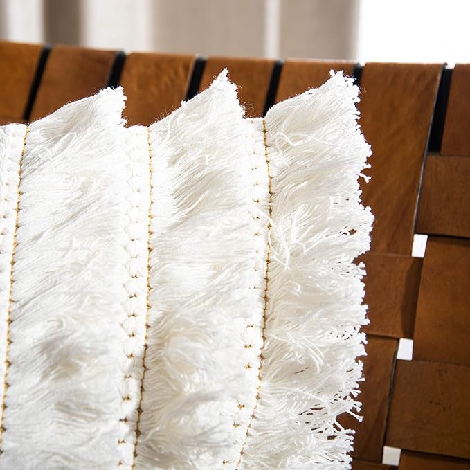Safavieh Home Collection Grema Boho 16-inch White Fringe Decorative Accent Pillow PLS7142A-1616