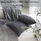 Home Brilliant 2 Pack Super Soft Striped Corduroy 26x26 Pillow Covers Decorative Euro Throw Pillow Sham Cushion Covers for Couch, 26 x 26 inch, Dark Grey
