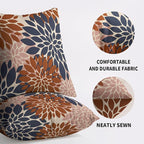 Navy Blue Burnt Orange Pink Pillow Covers 16X16 Inch Set of 2, Modern Dahlia Floral Print Decorative Throw Pillow Covers Outdoor Fall Farmhouse Cushion Case for Home Couch Sofa Bed Decoration