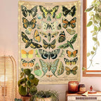 Vintage Butterfly Tapestry 48” x 36”, Long Vertical Wall Hanging Reference Illustrative Papillons Tapestries for Bedroom Aesthetic Butterfly Tapistry Cute Vertical Tapestry Wall Hanging Bedroom Decor