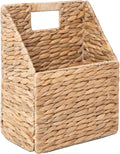 GYASVWU Foldable Water Hyacinth Hanging Baskets, Collapsible Wicker Wall Baskets with Handle, Woven Hanging Basket, Front Door Basket for Flower/Fruit/Mail/Magazine/Files Storage (Water Hyacinth)